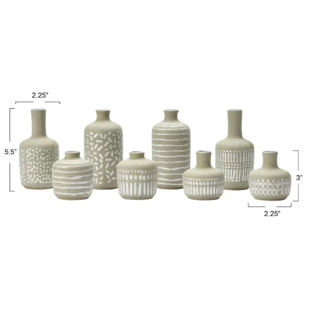 Storied Home Decorative Stoneware Vases, Set of 8. NEW